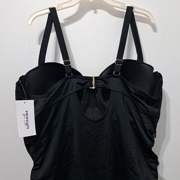 Swimsuit For All Plus Size Underwire Floral One-Piece Swimsuit Size 26 Black NWT - Picture 6 of 15